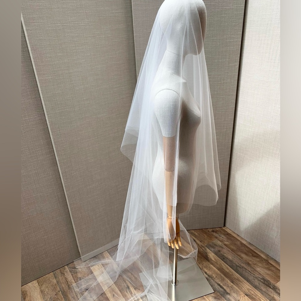 Cathedral length veil, wedding veil with blusher white tulle